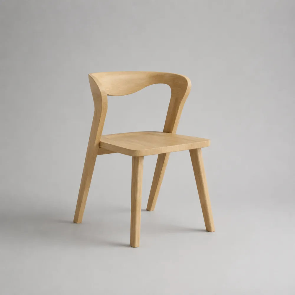 Sedia da pranzo in legno massello naturale con schienale curvo e seduta rigida 52 x 55 x 82 cm